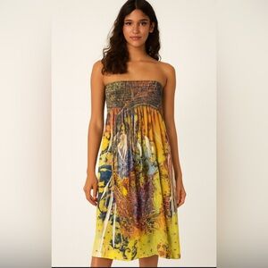 Ocean Breeze Yellow Strapless Dress